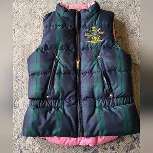 Kids Green and Black Plaid Puffer Vest
